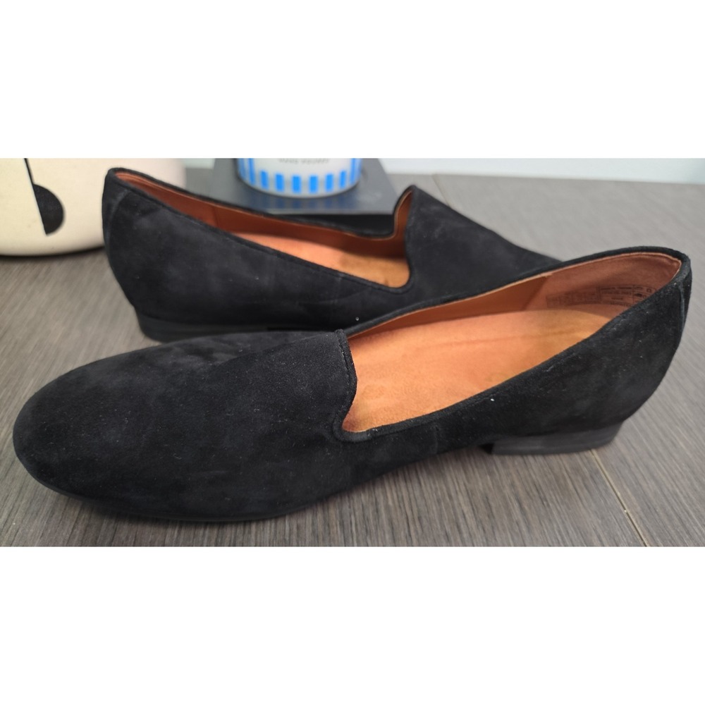 Vionic Willa Slip-on Flats Black Suede 7M Comfort Leather Classic Preppy Loafer